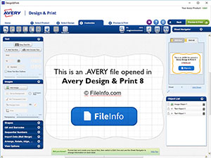 Captura de pantalla de un archivo AVERY Captura de pantalla de un archivo .avery en Avery Design & Print 8